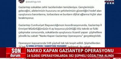 Gaziantep merkezli 14 ilde 'Narko Kapan Operasyonu'