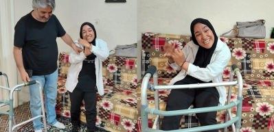 Doğuştan y&uuml;r&uuml;me engelli Esma ilk kez ayağa kalktı: "&Uuml;&ccedil; hayalim vardı, ikisi ger&ccedil;ek oldu"