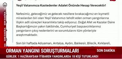 Bakan Akın G&uuml;rlek orman yangınlarında "11 kişi tutuklandı!" dedi.