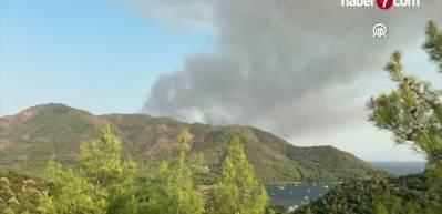 Marmaris'te &ccedil;ıkan orman yangınına m&uuml;dahale ediliyor
