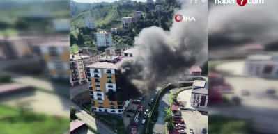 Rize'de 10 katlı apartmanda &ccedil;ıkan yangın korkuttu