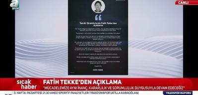Fatih Tekke&rsquo;den istifa kararının ardından ilk a&ccedil;ıklama: "Şimdi &ouml;n&uuml;m&uuml;ze bakma zamanı"