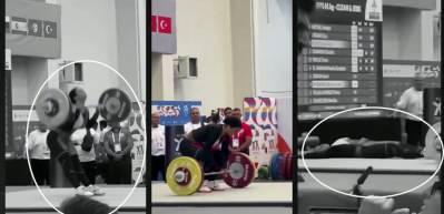 Mısırlı halterci Nora Essam Helmy Akdeniz Oyunları'nda podyumda bayıldı