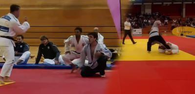Judo m&uuml;sabakasında yenilgiyi hazmedemeyen sporcu rakibinin &ccedil;enesini kırdı