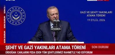 Erdoğan: "Şehit ailelerimizin g&ouml;sterdikleri sabır, takdirlerin en y&uuml;kseğine layıktır"