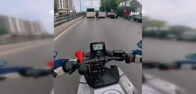 Sultangazi'de hatalı sollama kazası kask kamerasında