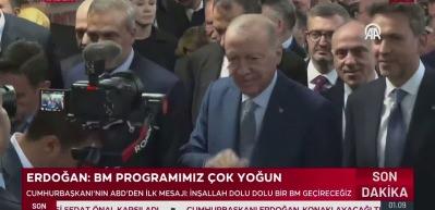 Erdoğan'a T&uuml;rkevi'nde coşkulu karşılama: İnşallah dolu dolu bir BM ge&ccedil;ireceğiz