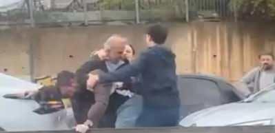 Beykoz'da trafik kazası sonrası inanılmaz kavga kamerada