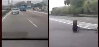 Malezya'da seyir halindeki otomobilin tekerlekleri koptu