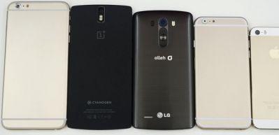 iPhone 6 LG G3 ve OnePlus One ile yan yana
