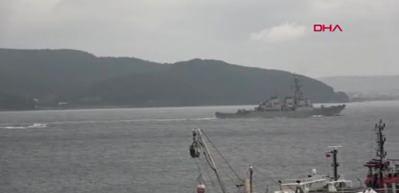 ABD savaş gemisi &Ccedil;anakkale Boğazı'ndan ge&ccedil;ti