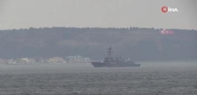 ABD savaş gemisi &Ccedil;anakkale Boğazı&rsquo;ndan ge&ccedil;ti