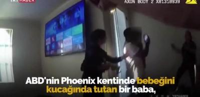 ABD'de polis şiddeti dehşete d&uuml;ş&uuml;rd&uuml;! Kucağında bebek varken...