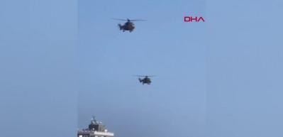  'Akdeniz Fırtınası' Rum tarafında sert esti! T&uuml;rk helikopterlerini g&ouml;r&uuml;nce panik yaptılar