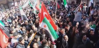 Azez halkından Bahar Kalkanı harekatına destek