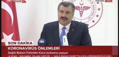 Bakan Koca'nın T&uuml;rkiye'deki ilk vakayı duyurduğu a&ccedil;ıklama