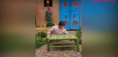Bambu ağacından sandalye yaptı