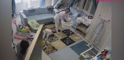 Bebek odasında yaşanan korkun&ccedil; anlar! Bakıcı son anda fark edince....