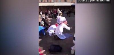 Bel&ccedil;ika'da Katolik okulunda infial yaratan g&ouml;r&uuml;nt&uuml;! Tepkiler &ccedil;ığ gibi