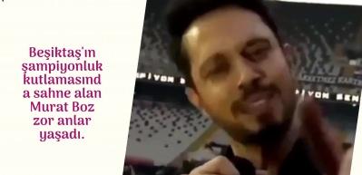 Beşiktaş'ın şampiyonluk kutlamalarında sahne alan Murat Boz'un zor anları!