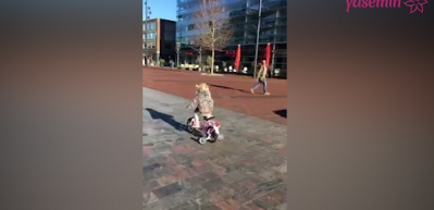 Bisikletli küçük kız Polislerle yarıştı!