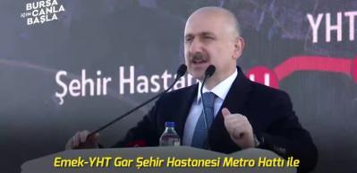 Bursa Emek-YHT Gar-Şehir Hastanesi metro hattının temeli atıldı