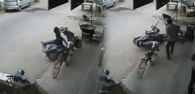 &Ccedil;alışan motosikleti s&uuml;rmeye kalkınca...