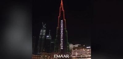 Destek i&ccedil;in Burj Khalifa&rsquo;ya Hindistan bayrağı yansıttılar