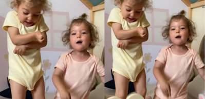 D&uuml;nyanın en g&uuml;zel keman taklidi! Alin ve Lina kahkahalara boğdu...