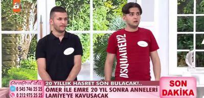 Esra Erol'da ağlatan anlar! &Ouml;mer ve Emre kardeşler 20 yıl sonra annelerine kavuştular