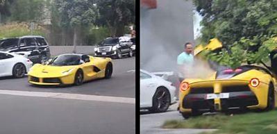 Ferrarisinin motorunu yaktı