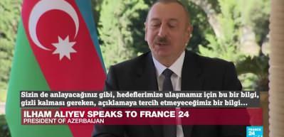 Fransız sunucunun 'Ka&ccedil; tane T&uuml;rk İHA'nız var' sorusuna Aliyev'den cevap