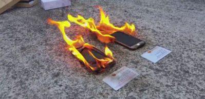 iPhone 6 ve Samsung Galaxy S5 aynı anda yakılırsa