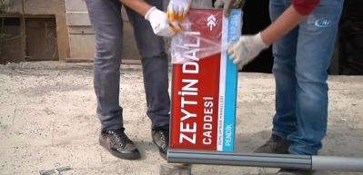 İstanbul B&uuml;y&uuml;kşehir Belediyesi &lsquo;Zeytin Dalı Caddesi&rsquo; tabelalarını astı