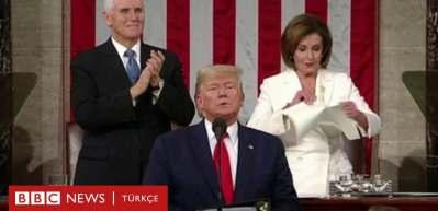 Kameralar &ouml;n&uuml;nde gerginlik! Trump elini sıkmadı, Pelosi de konuşmasını yırtıp attı
