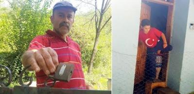 Kızdığı oğlunun evini tel &ouml;rg&uuml;yle &ccedil;evirdi