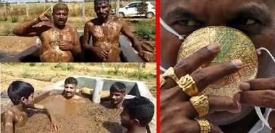 Koronavir&uuml;se karşı fakirsen inek dışkısı, zenginsen altın maske!