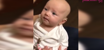 Kulağına takılan cihaz sonrası annesini ilk kez duyan bebek
