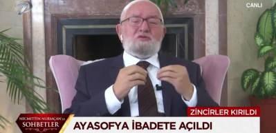 Nursa&ccedil;an Hoca Ayasofya haberini alınca canlı yayında g&ouml;zyaşlarına boğuldu