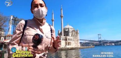 Ortak&ouml;y Camii'nin g&uuml;vercinlerle dolu meydanı ve boğaz manzarası