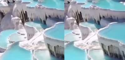 Pamukkale travertenleri dronle &ccedil;ekildi!