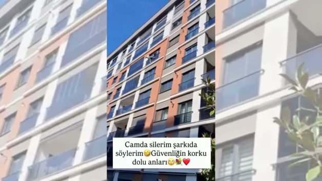 Şarkıcı Hatice cam silerken hayranlarını korkuttu! Az kalsın d&uuml;ş&uuml;yordu