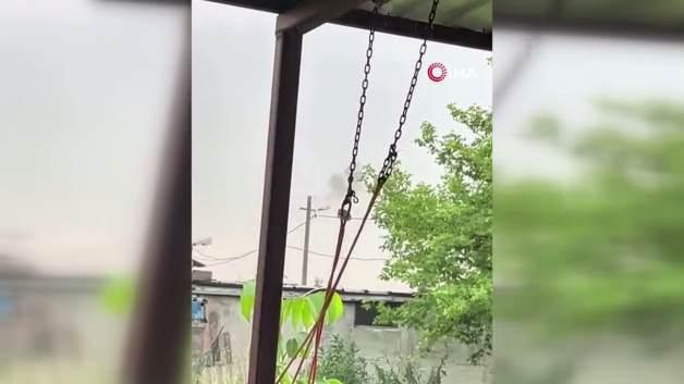 Bandırma'da alev alan elektrik direği