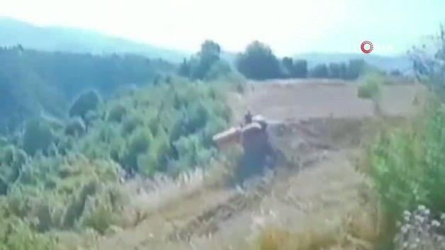 Traktör kazasında hayatını kaybeden çiftçinin görüntüleri