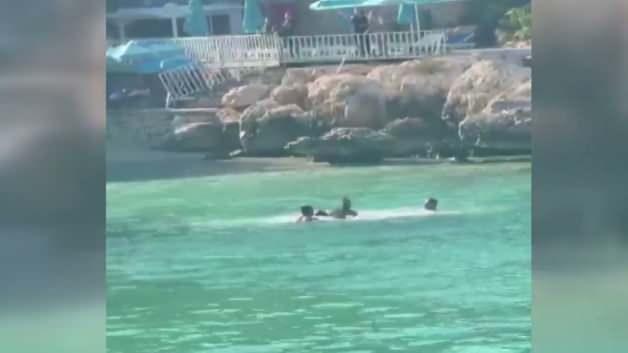 Mersin'de denizin ortasında yaşanan kavga anı