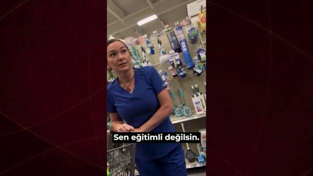 ABD'de bir markette tesettürlü bir kadına yönelik hakaret ve nefret söylemi içeren saldırı.