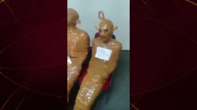 Endonezya'da koli bandıyla sarılmış hırsızlar polis ekiplerine teslim ediliyor.