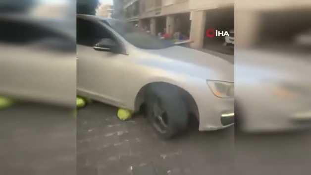 Lüks aracıyla girdiği pazar alanına girdi pazarcının tezgahını darmadağın etti