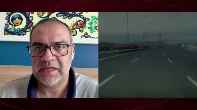 Osman Gazi Köprüsü'nde ters yönden gelen bir otomobilin tehlike yarattığı anı gösteren araç kamerası görüntüsü.