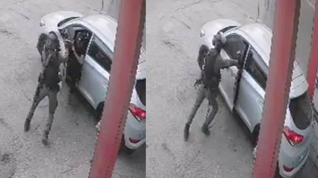 İsrail polisinin Filistinlilere ait bir aracın içine bomba attığı anı gösteren görsel.